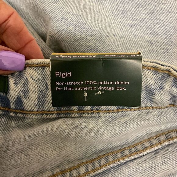 New Wild Fable Women's Size 14 Distressed Mid Rise 90s Relaxed Straight Jeans - Picture 10 of 11